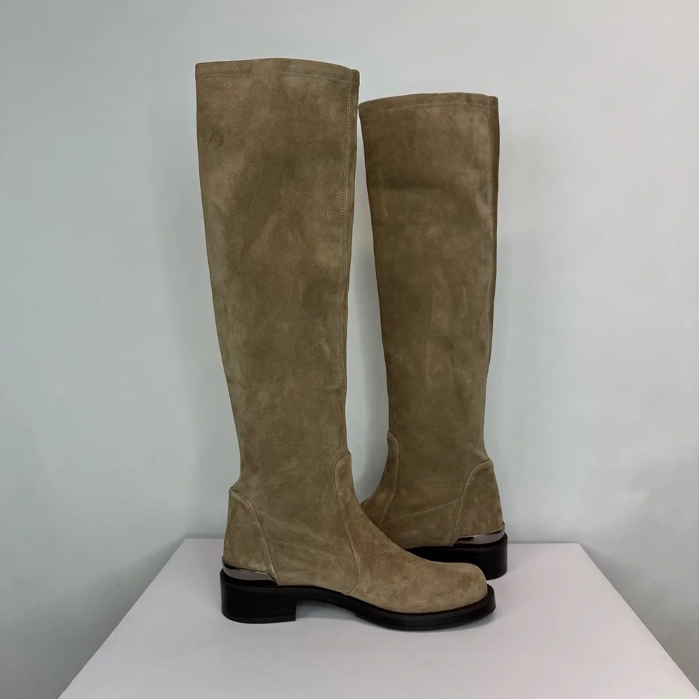 New Stuart Weitzman Mercer Bold Suede Knee Boots Sz 7.5